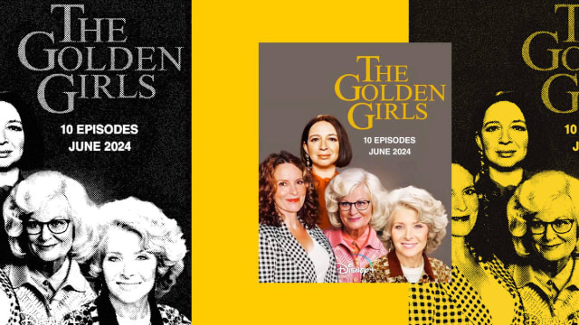 Tina Fey, Maya Rudolph, Amy Poehler, and Lisa Kudrow in a fake poster for a Golden Girls reboot.