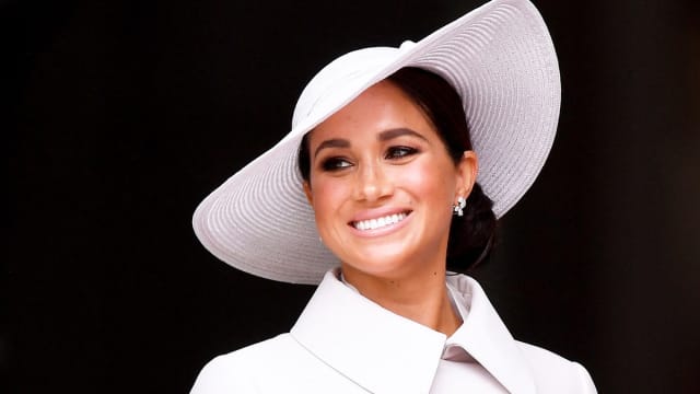 Meghan, Duchess of Sussex, leaves after attending the National Service of Thanksgiving at St Paul's Cathedral during the Queen's Platinum Jubilee celebrations on June 3, 2022 in London, England.