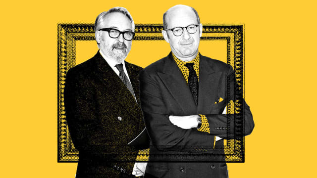 A photo illustration of a picture frame with Edmondo di Robilant and Marco Voena inside of it.