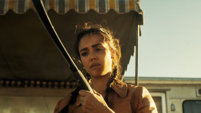 A photo including Jessica Alba in the film Trigger Warning on Netflix