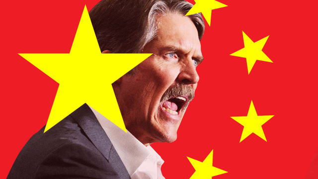 Eric Hovde and the Flag of the People's Republic of China.
