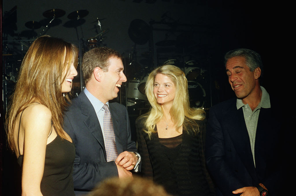 Melania Trump, Prince Andrew, Gwendolyn Beck and Jeffrey Epstein at a party at the Mar-a-Lago club in 2000.