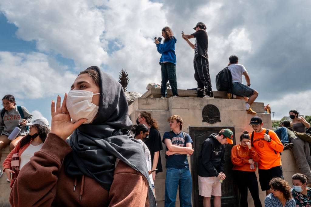 Students rally together during a pro-Palestine protest at the The University of Texas at Austin.