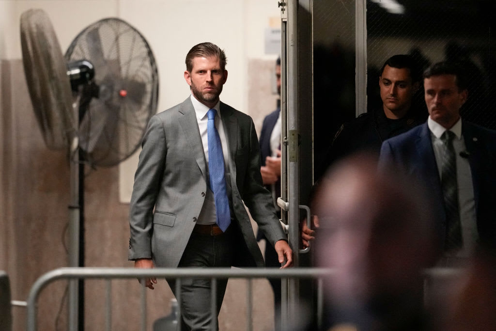 Eric Trump returns to the courtroom after a break at Manhattan Criminal Court in New York City.