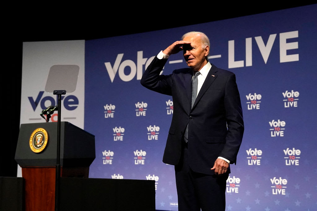 President Joe Biden gestures near the podium during an event at the College of Southern Nevada in Las Vegas, Nevada. 