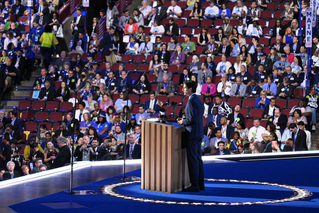 John F. Kennedy's grandson, Jack Schlossberg, speaks on the second day of the Democratic National Convention in Chicago.