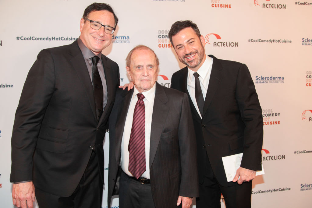 Bob Saget, Bob Newhart and Jimmy Kimmel at a charity event.