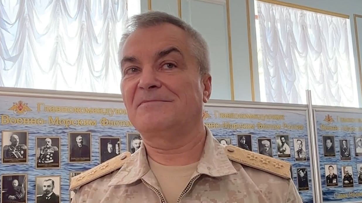 Admiral Viktor Sokolov in a still image from a video released Sept. 27, 2023.
