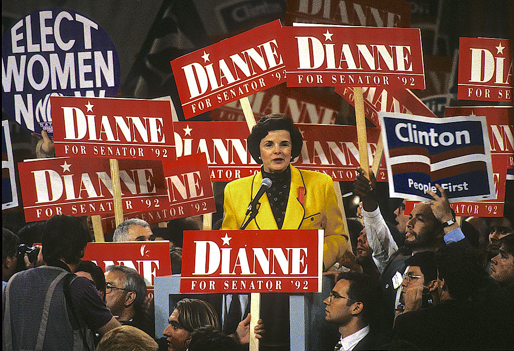 Dianne Feinstein, mayor of San Francisco, addresses the Democratic National Convention. She would be elected to the Senate in November 1992.