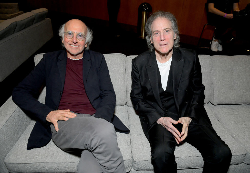 Larry David and Richard Lewis attend a Curb Your Enthusiasm panel.