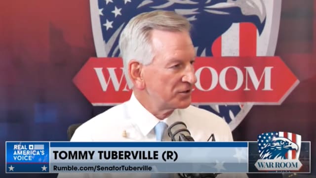 Sen. Tommy Tuberville (R-AL) appears on Steve Bannon’s podcast.