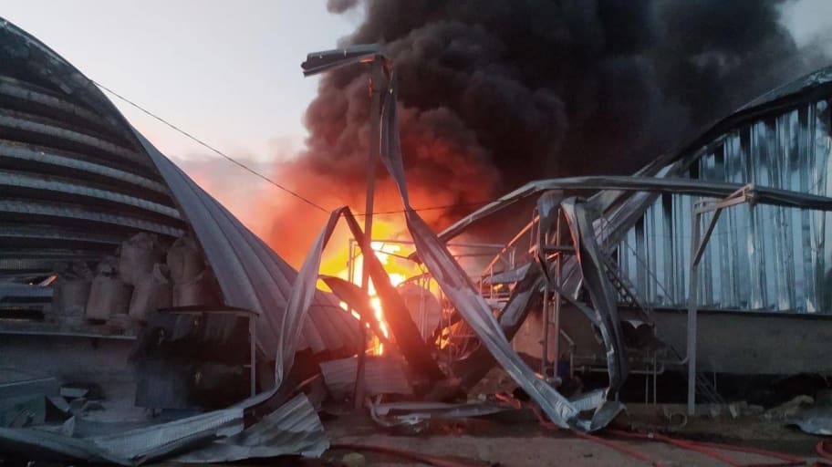 A Russian airstrike hits Odesa, Ukraine.