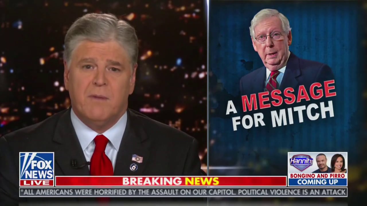 Hannity asks Mitch McConnell to be replaced as Senate leader of the Republican Party