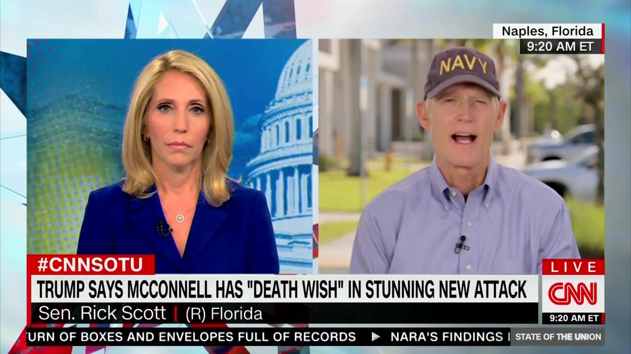 Rick Scott Panics When Asked About Trump’s Racist Truth Social Post