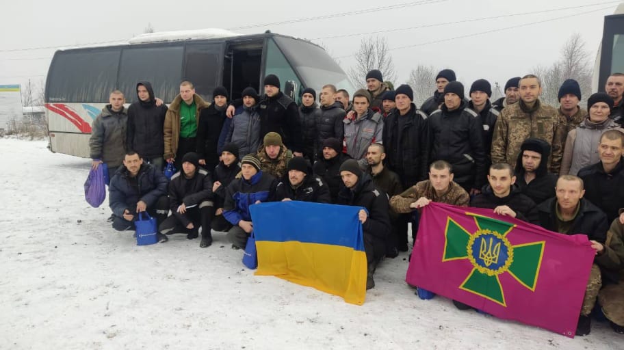 Ukrainian POWs freed after a prisoner swap with Russia.