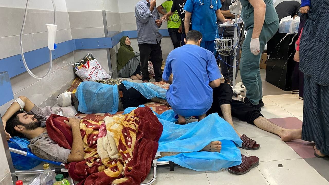 Palestinians at the Al Shifa hospital in Gaza City on November 7, 2023