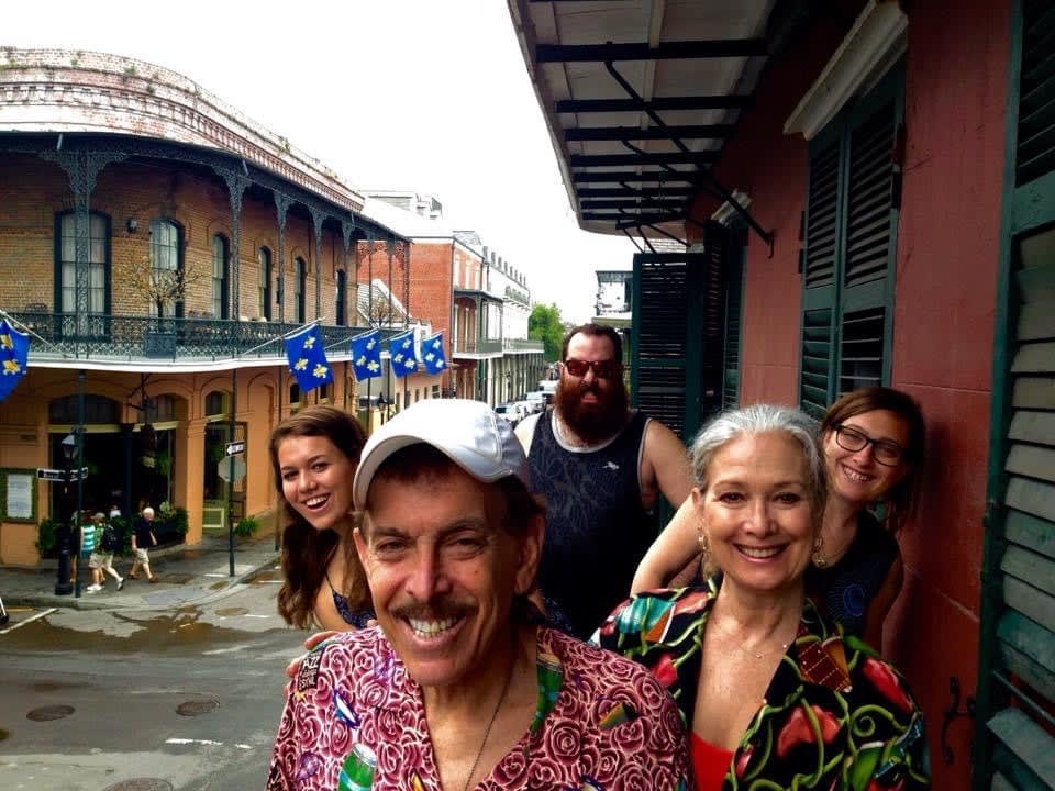 Arnold Diaz, front, with his son, Alex (in vest), and other family members in New Orleans.