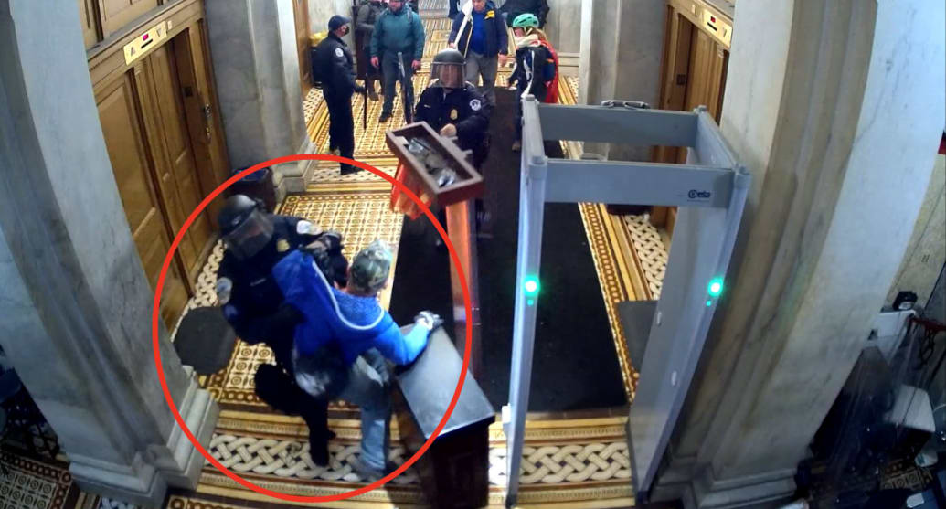 Pastucci seen fighting a police officer inside the Capitol.