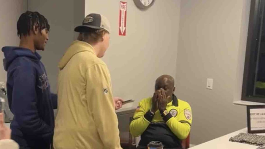 Students at Providence College in Rhode Island, presented a campus security guard in their dorm with an envelope of $3000 they'd raised so he could travel to Nigeria and see his family, on Wednesday, March 6, 2024. 