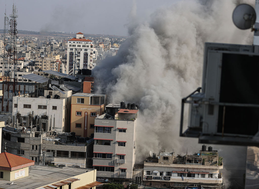 Smoke rises after Israeli airstrikes in Gaza City, Gaza.