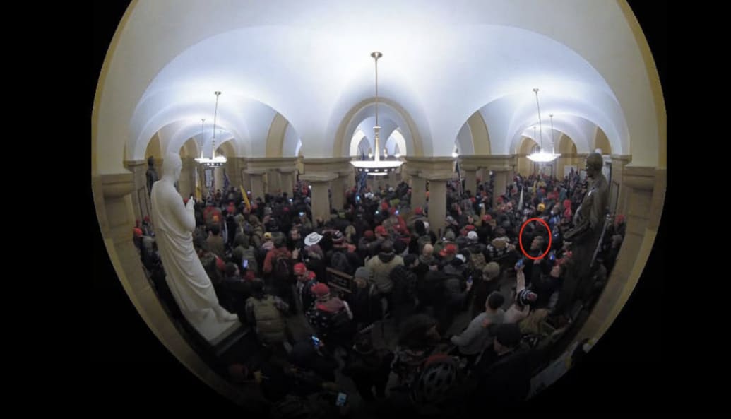 Accused Jan. 6 rioter inside the Capitol