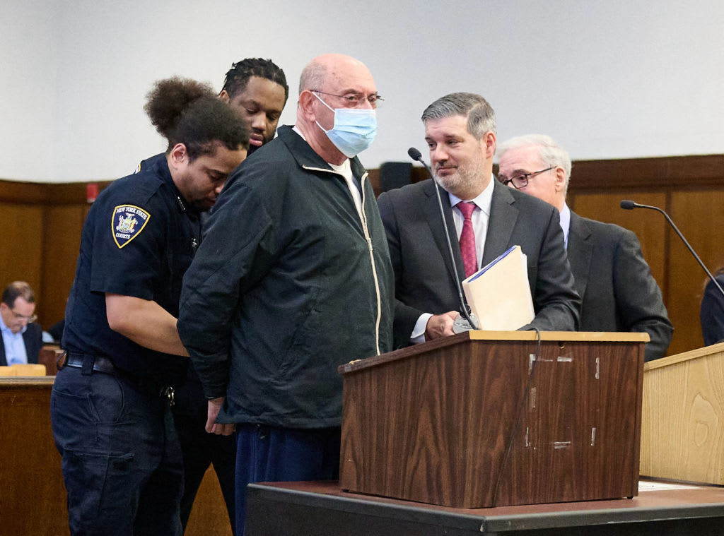Former Trump Organization Chief Financial Officer Allen Weisselberg is handcuffed after being sentenced at Manhattan Criminal Court.