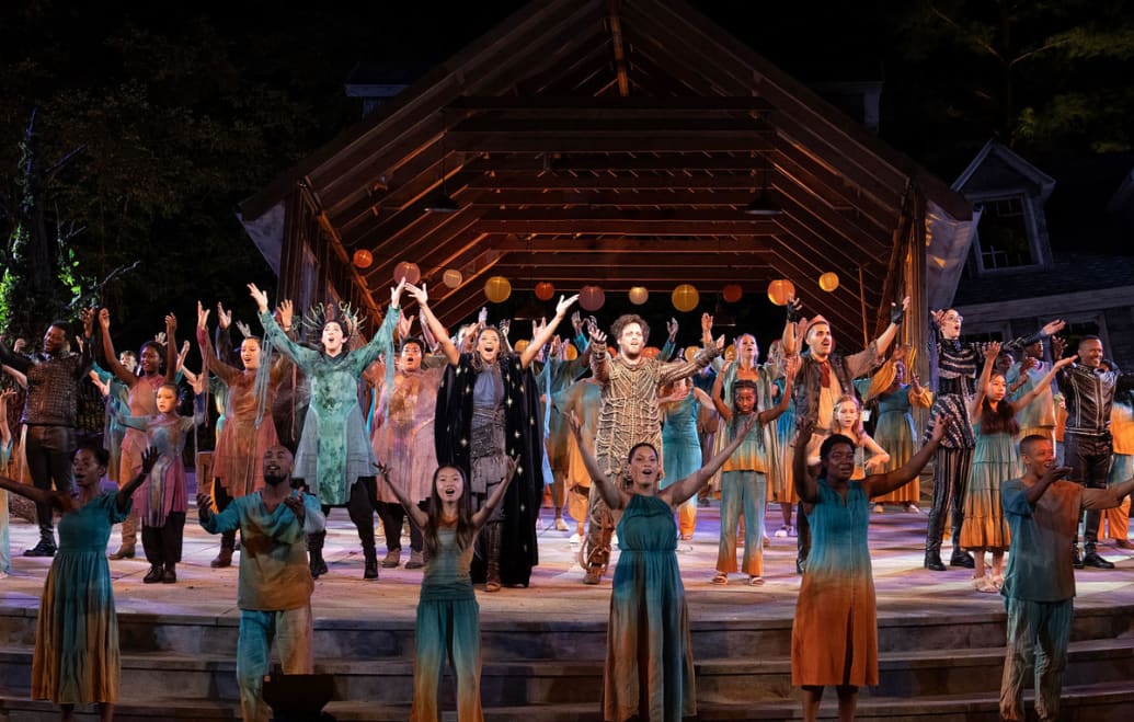The company of "The Tempest" perform in Shakespeare in the Park.