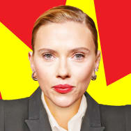 A photo illustration of Scarlett Johansson as a lawyer