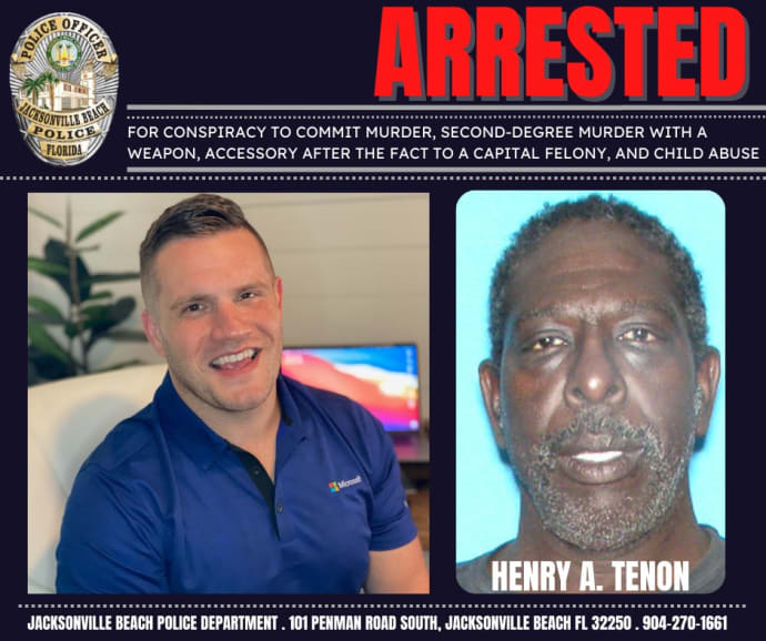 Jacksonville Beach Police Department release a photo of suspect Henry Tenon in the murder of Jared Bridegan