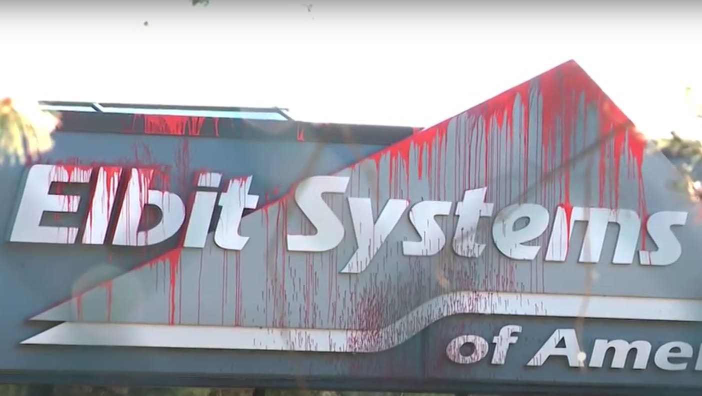 Elbit Systems of America vandalized in New Hampshire during a pro-Palestinian protest.