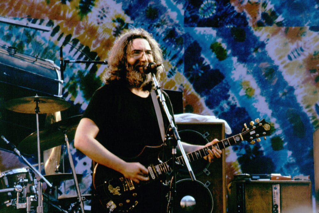 Jerry Garcia with the Grateful Dead perform at the Greek Theater in Berkeley, California on July 15, 1984.
