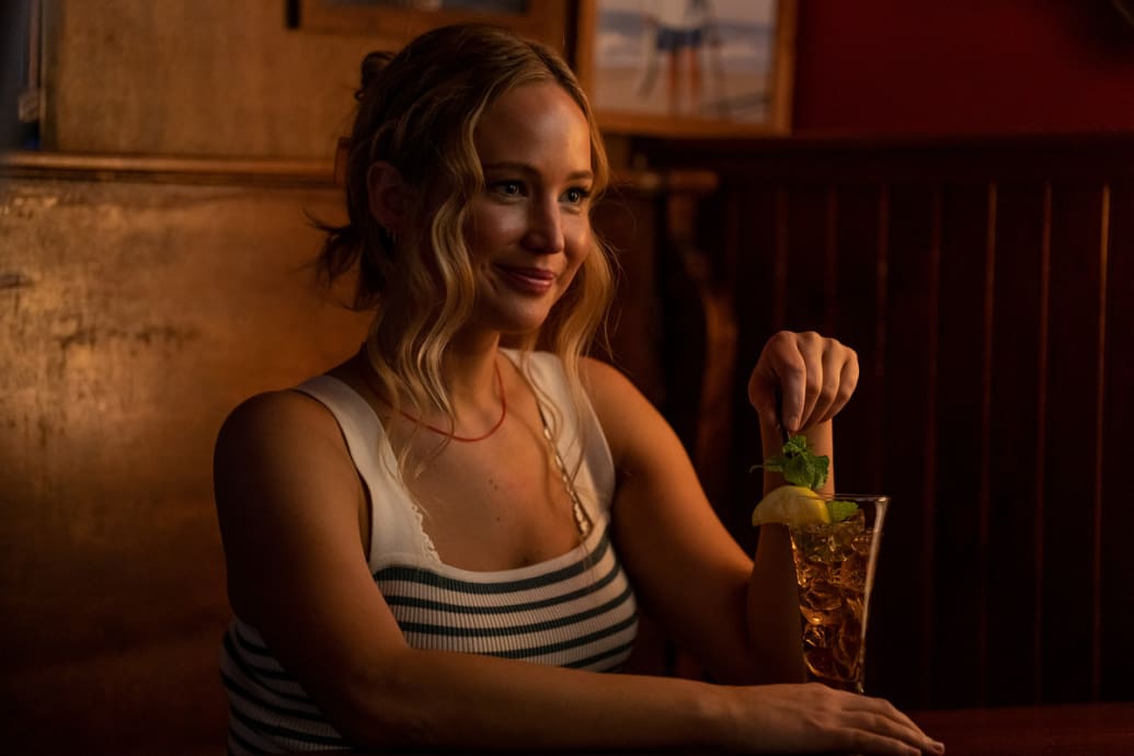 A picture of Jennifer Lawrence at a bar in ‘No Hard Feelings.’