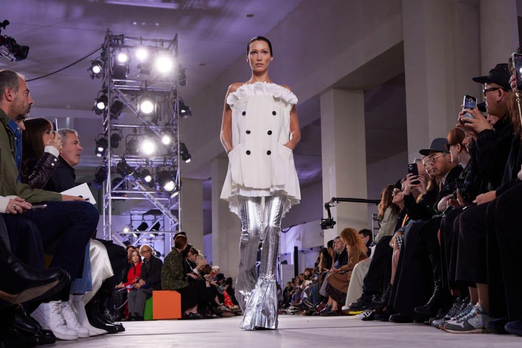 Yolanda Hadid walks Off-White show at Paris Fashion Week with Gigi and Bella  Hadid