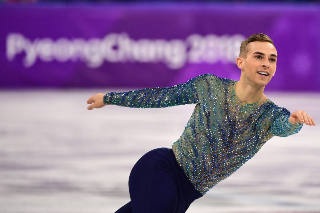 USA figure skater, Adam Rippon, competes at the Pyeongchange 2018 Winter Olympics in South Korea.