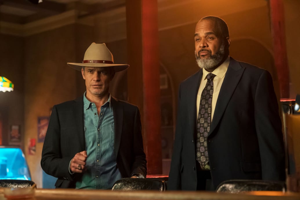 A picture of Timothy Olyphant and Victor Williams in Justified: City Primeval