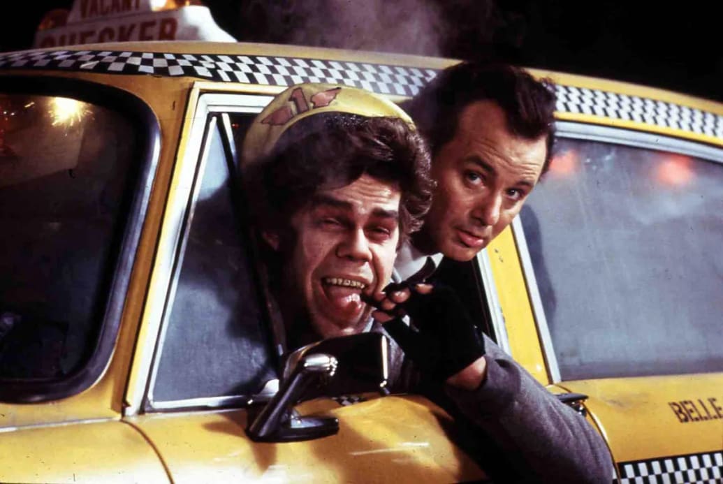 A still from  Scrooged with Bill Murray.