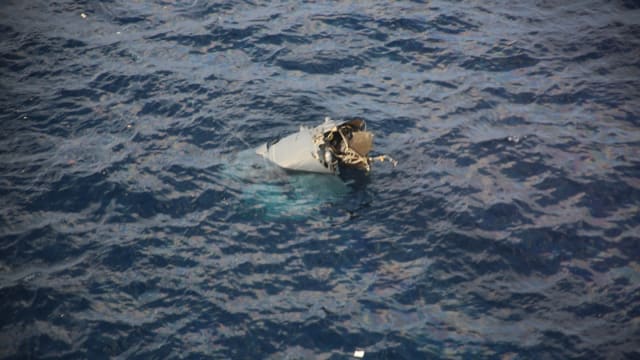 A wreck believed to belong to the U.S. military aircraft MV-22 Osprey that crashed into the sea off Yakushima Island, Kagoshima prefecture, western Japan, Nov. 29, 2023.