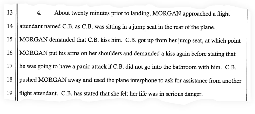 A snippet of the complaint against Southwest passenger William Morgan.