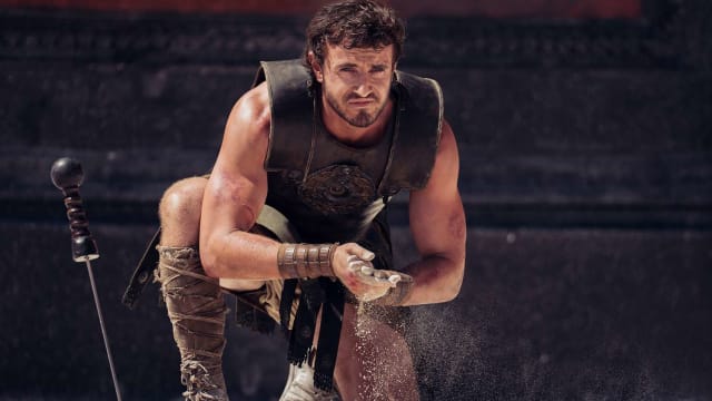 A photo still of Paul Mescal in Gladiator