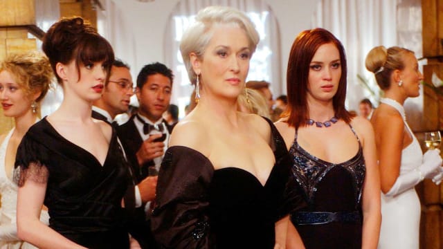 Photo still of Anne Hathaway, Meryl Streep, and Emily Blunt in The Devil Wears Prada