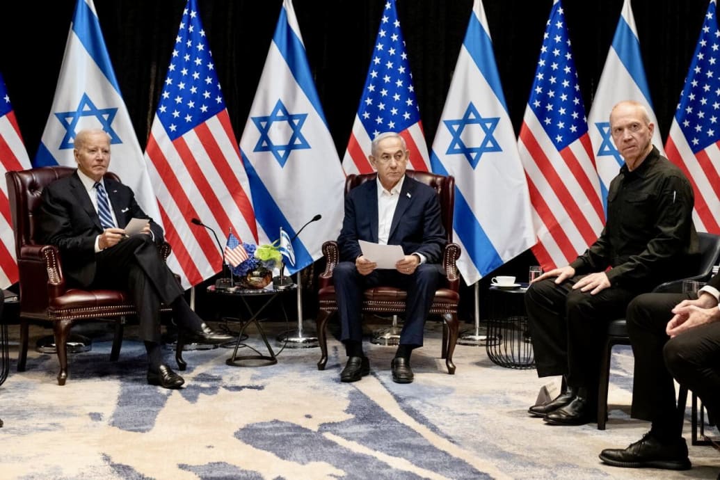 A photo including US President Joe Biden, Prime Minister Benjamin Netanyah, and Israeli Defense Minister Yoav Gallant