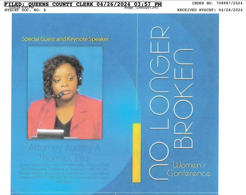 A screenshot of a flyer announcing Audrey Thomas’ speaking engagement in Colorado Springs.