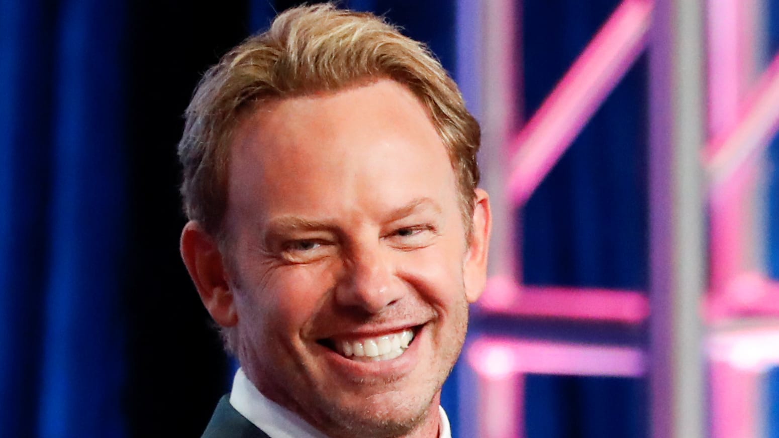 Ian Ziering smiles during a panel for the Fox television series “BH90210” at the Summer TCA (Television Critics Association) Press Tour in Beverly Hills, California, U.S., August 7, 2019. 