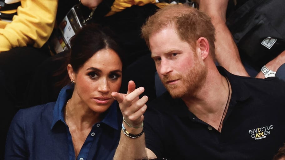 Prince Harry, Duke of Sussex, and his wife Meghan, Duchess of Sussex, attend the sitting volleyball finals at the 2023 Invictus Games, in Dusseldorf, Germany, Sept. 15, 2023. 