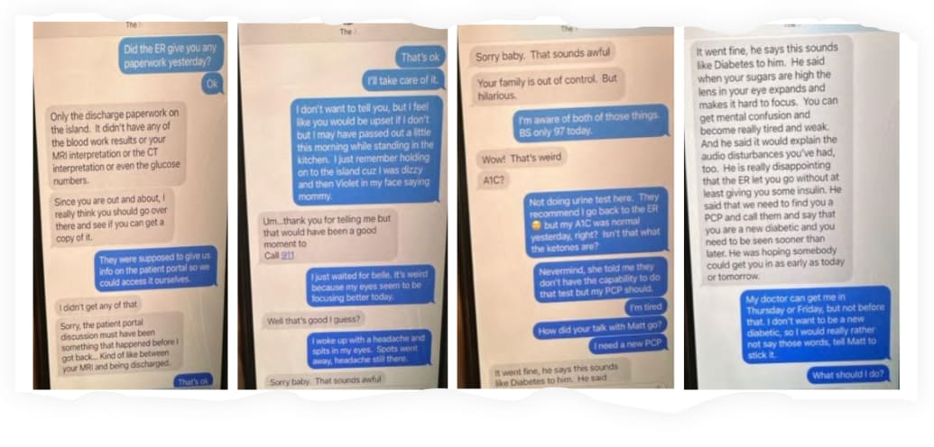 Text messages between Craig and his wife