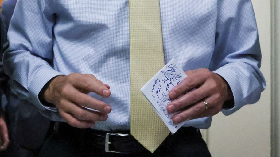 U.S. Rep. Jim Jordan (R-OH) carries scribbled notes