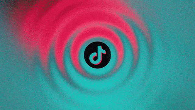 The tiktok logo with sound wave vibrations getting smaller and quieters.
