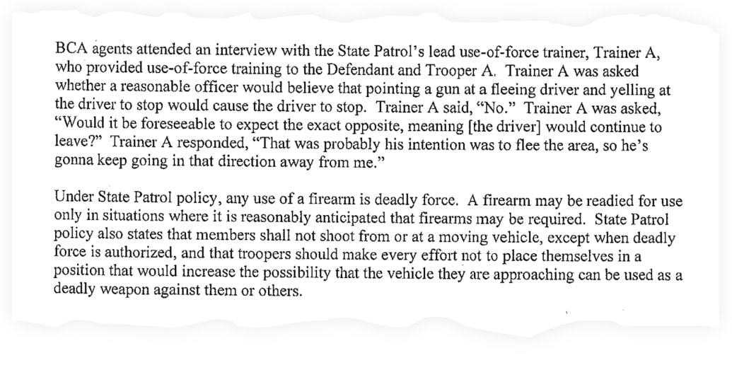 A snippet from the criminal complaint against Trooper Ryan Londregan.