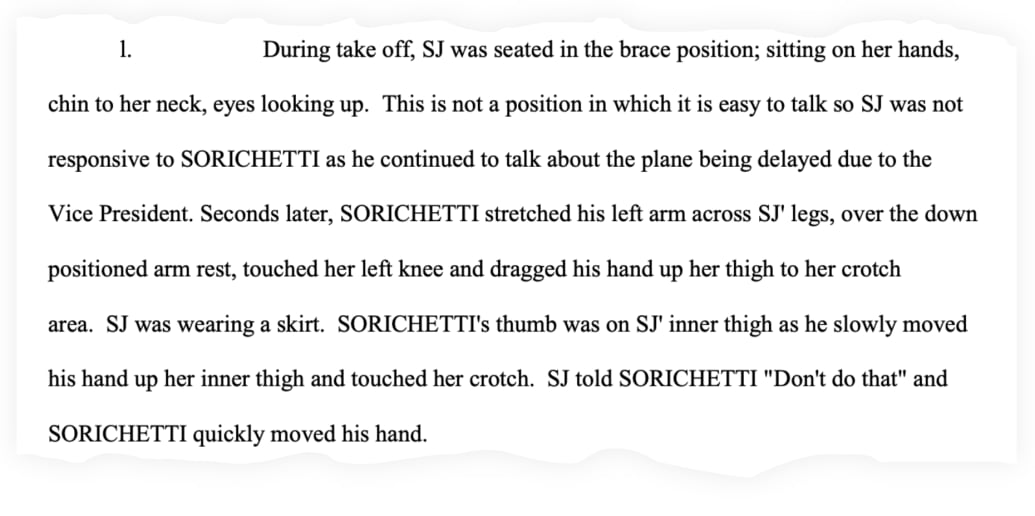 A snippet of the criminal complaint against Gary Matthew Sorichetti.