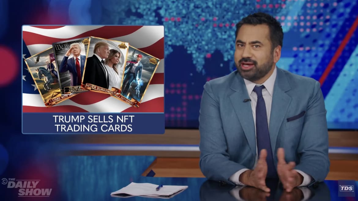 ‘The Daily Show’ Brutally Mocks Trump’s Mugshot Trading Cards